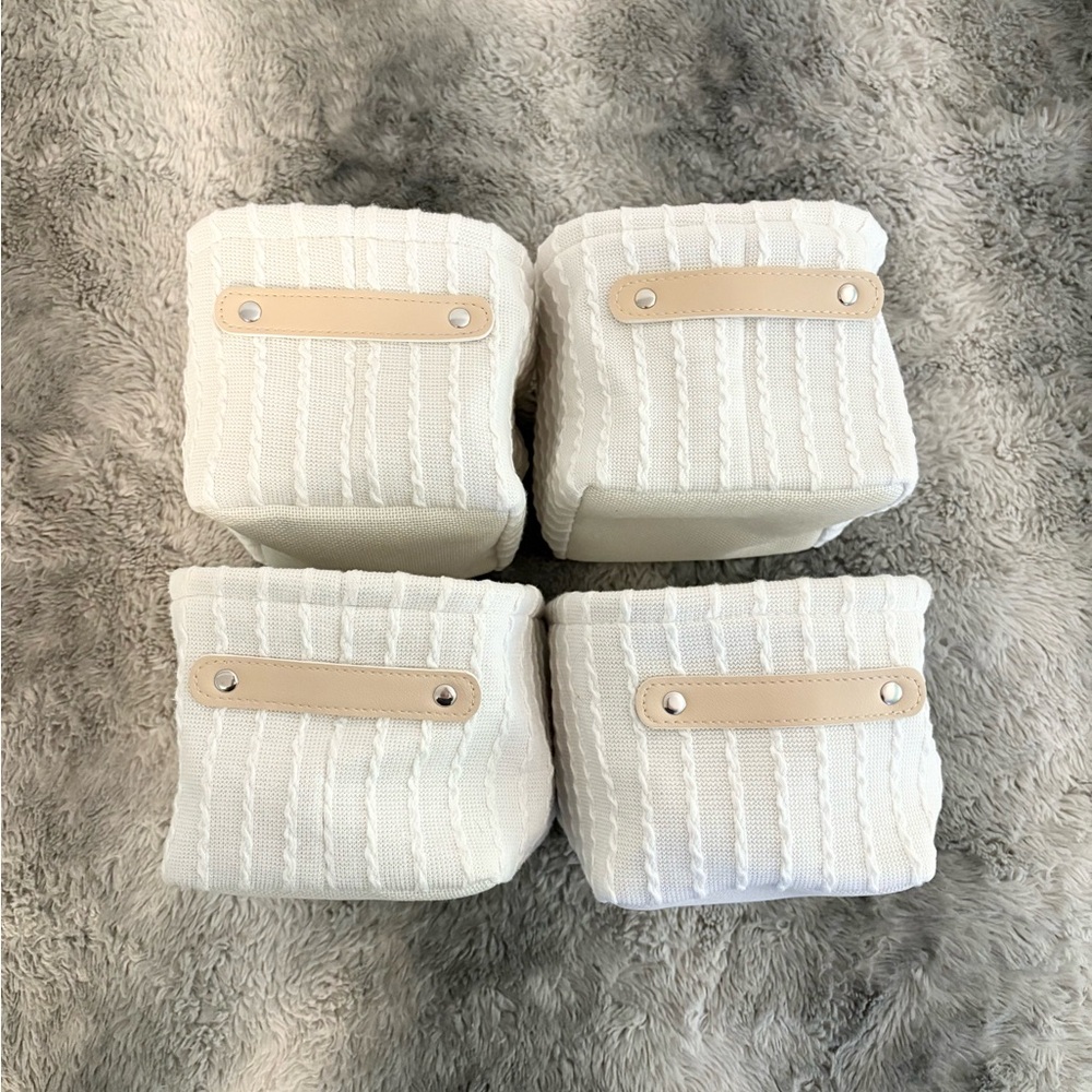 Target Threshold Beige Linen Collapsible Small Rectangle Storage Baskets X 4